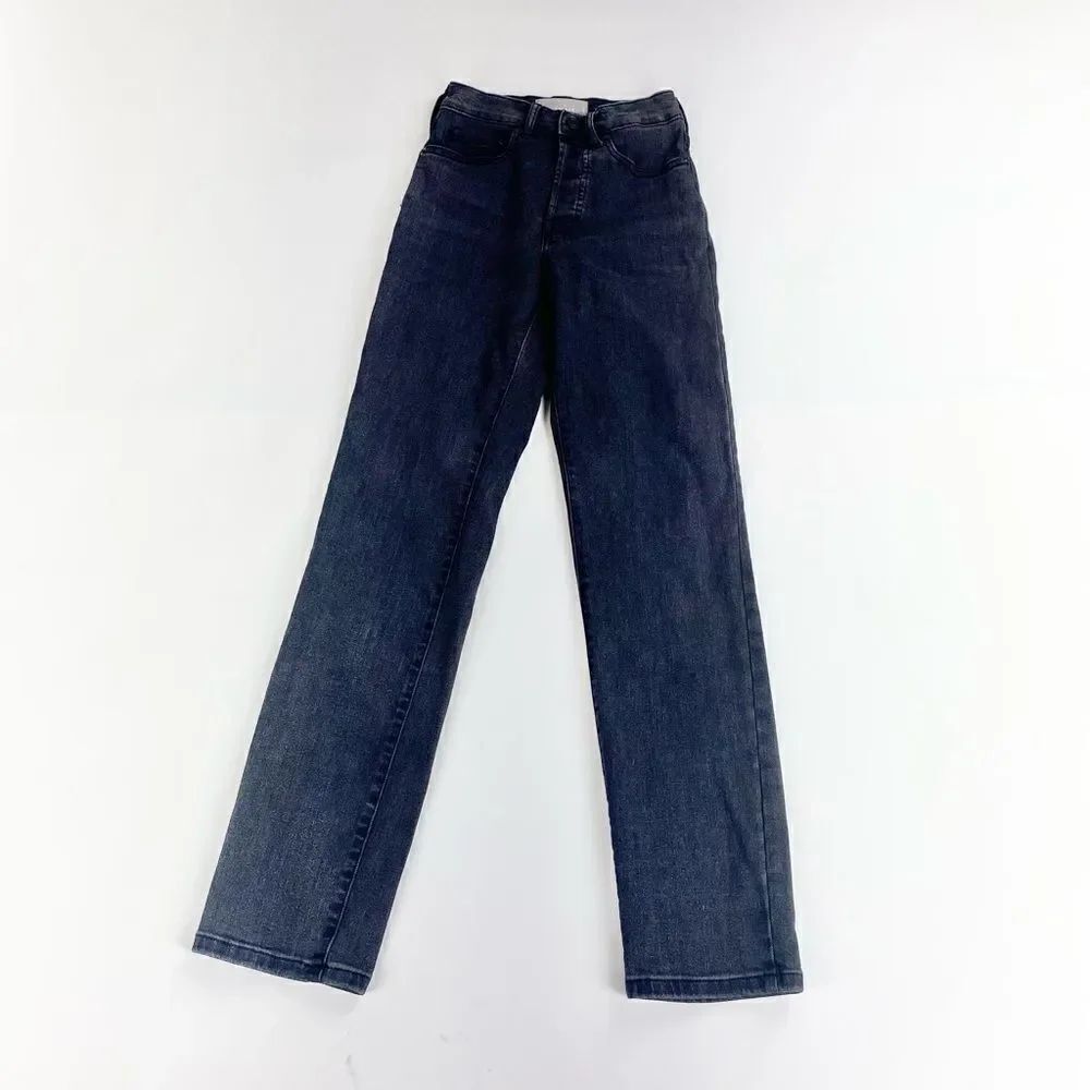 Everlane high rise slim straight black denim jeans 24